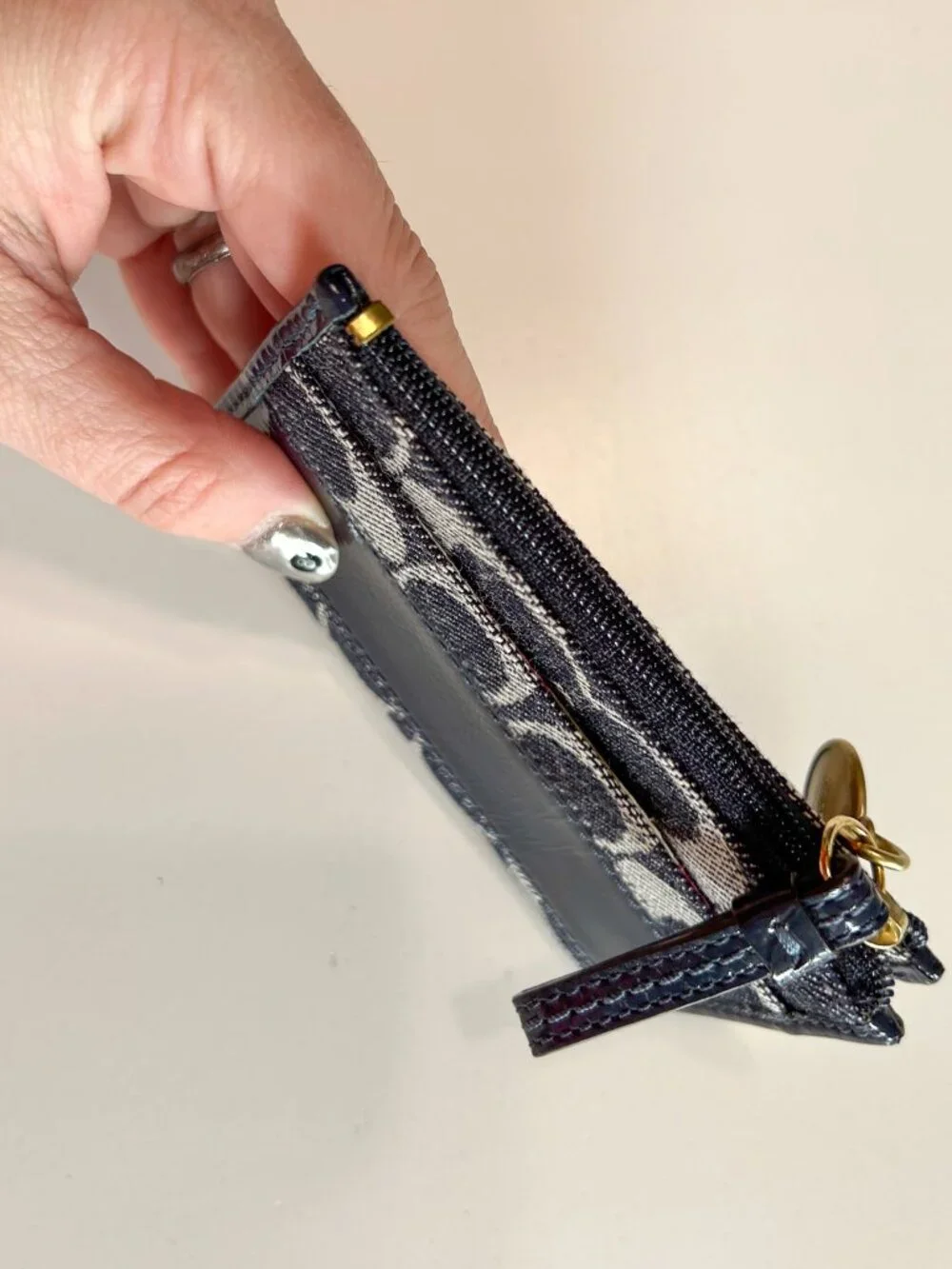 Vintage Y2K Coach Blue Denim Monogram Legacy Mini Skinny Cardholder Wallet - Picture 5 of 8